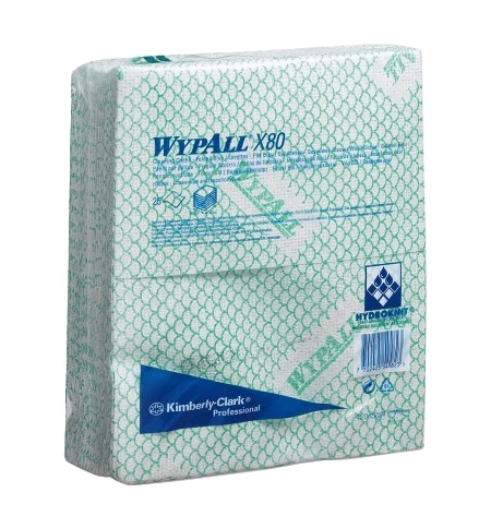 фото: Протирочные салфетки Kimberly-Clark WypAll X80, 25 листов, 1 слой, зеленые, 41.6х34.4см